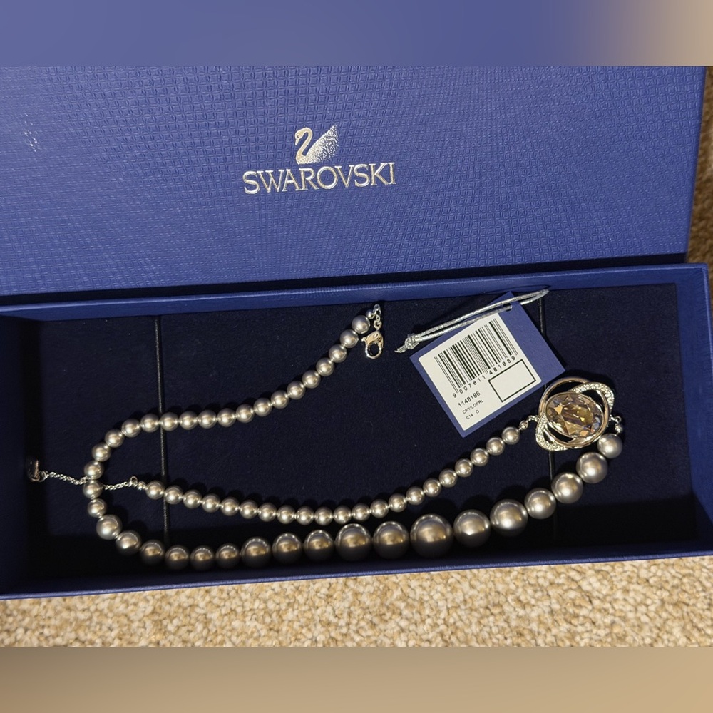 Swarovski Silver Pearl Necklace with Crystal Accent - Retired